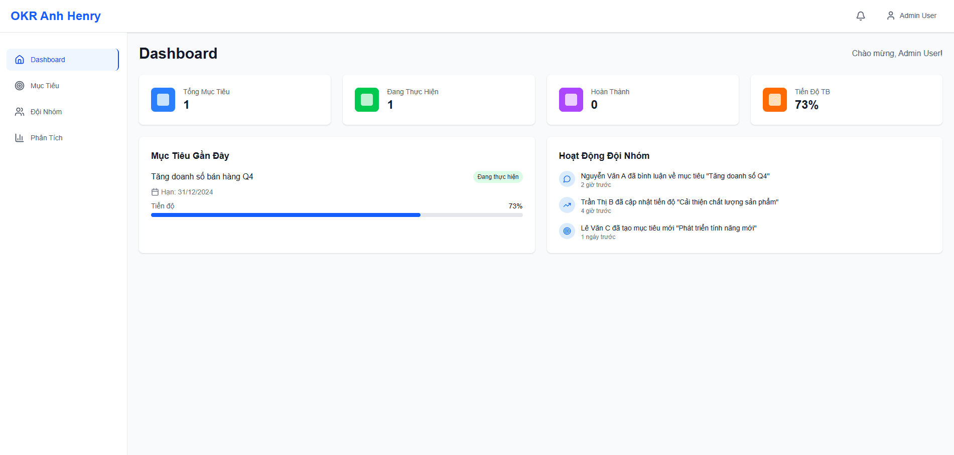 Trang web lên kế hoạch và theo dõi tiến độ theo phương pháp OKRs