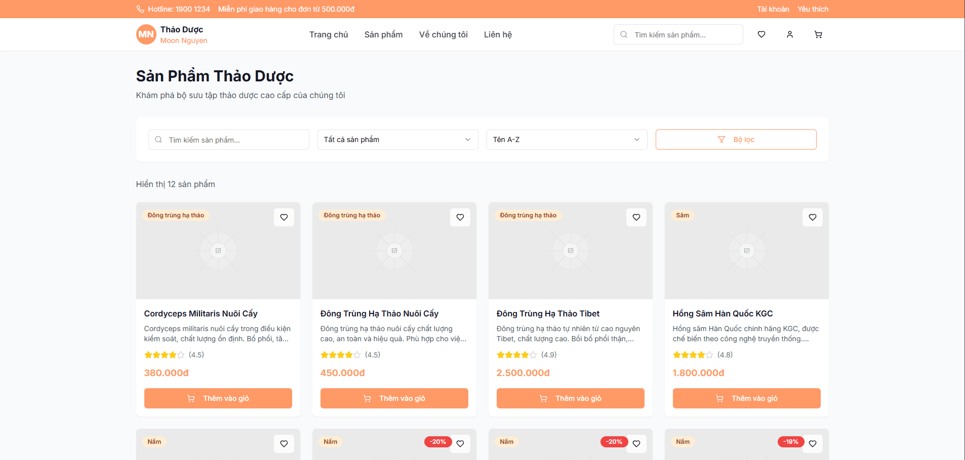 Trang web bán hàng thảo dược