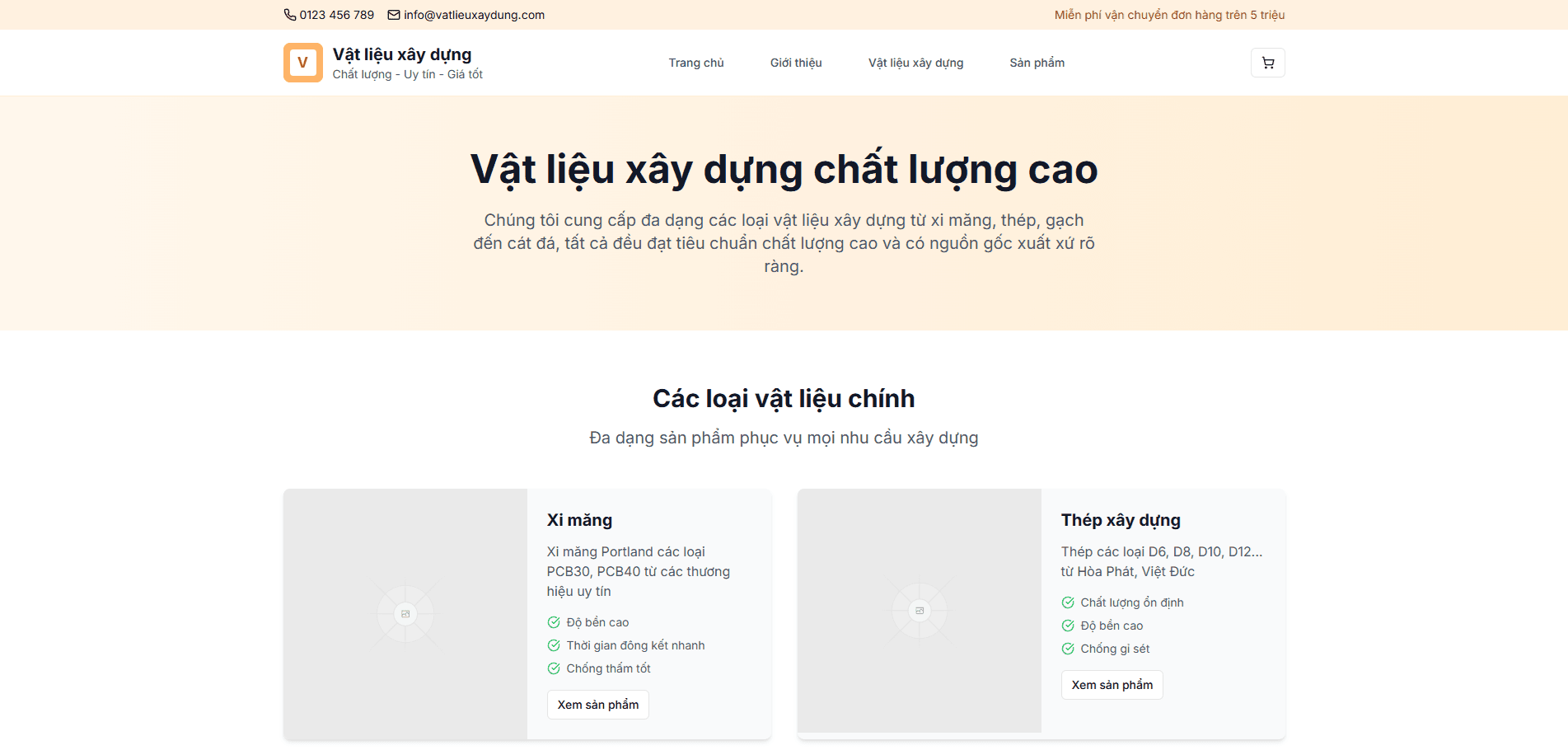 Trang web thương hiệu Vật liệu xây dựng